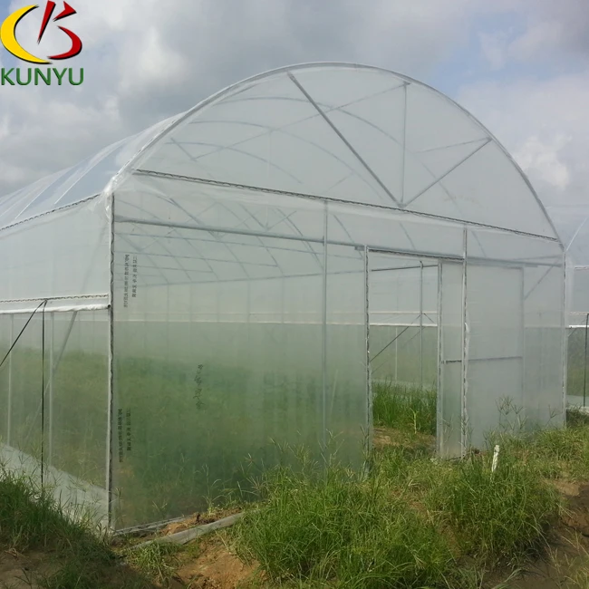 Kunyu Economical High Tunnel Plastic Film Tropical Greenhouse For Agriculture Cultivating