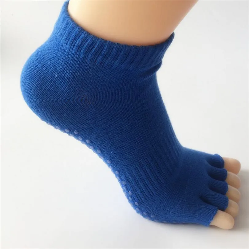 High quality Half Toes Cotton Sock Non Slip Peep Toe Anti Slip Ankle Grip Durable Open Yoga Pilates Socks