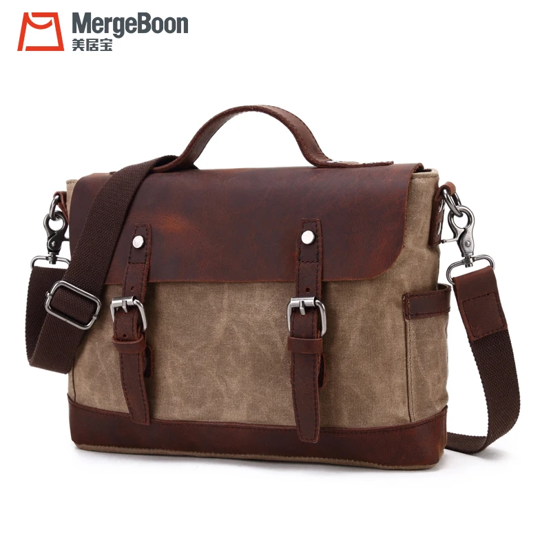 Design retro genuine leather computer laptop briefcase men