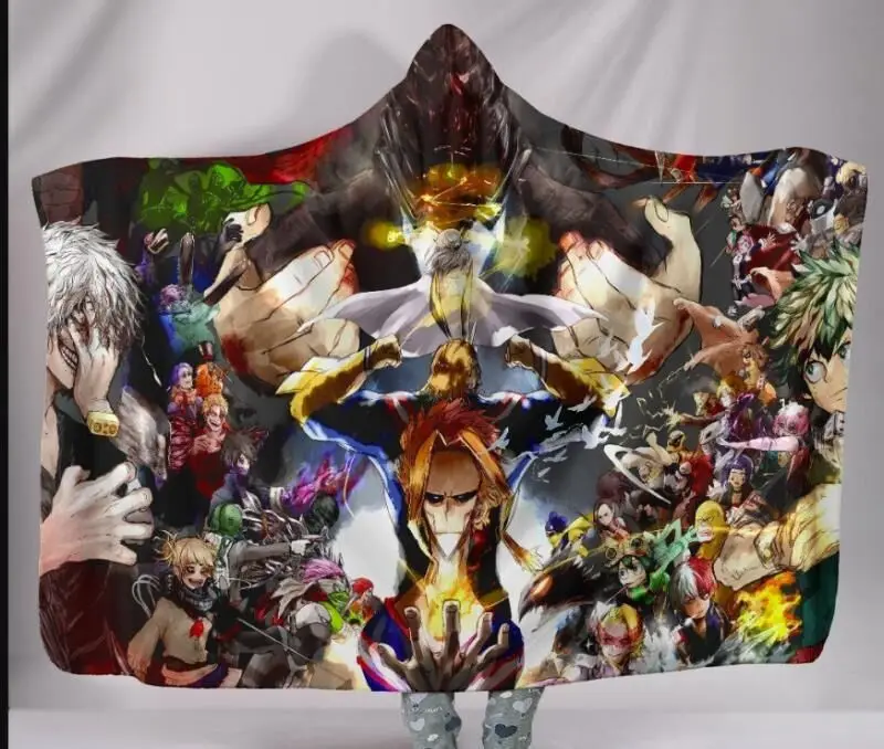 2020 Japanese Anime Collection Sherpa Fleece Wearable Blanket Warm Magic Cloak TV Computer Throwing Nap Blanket With Hood