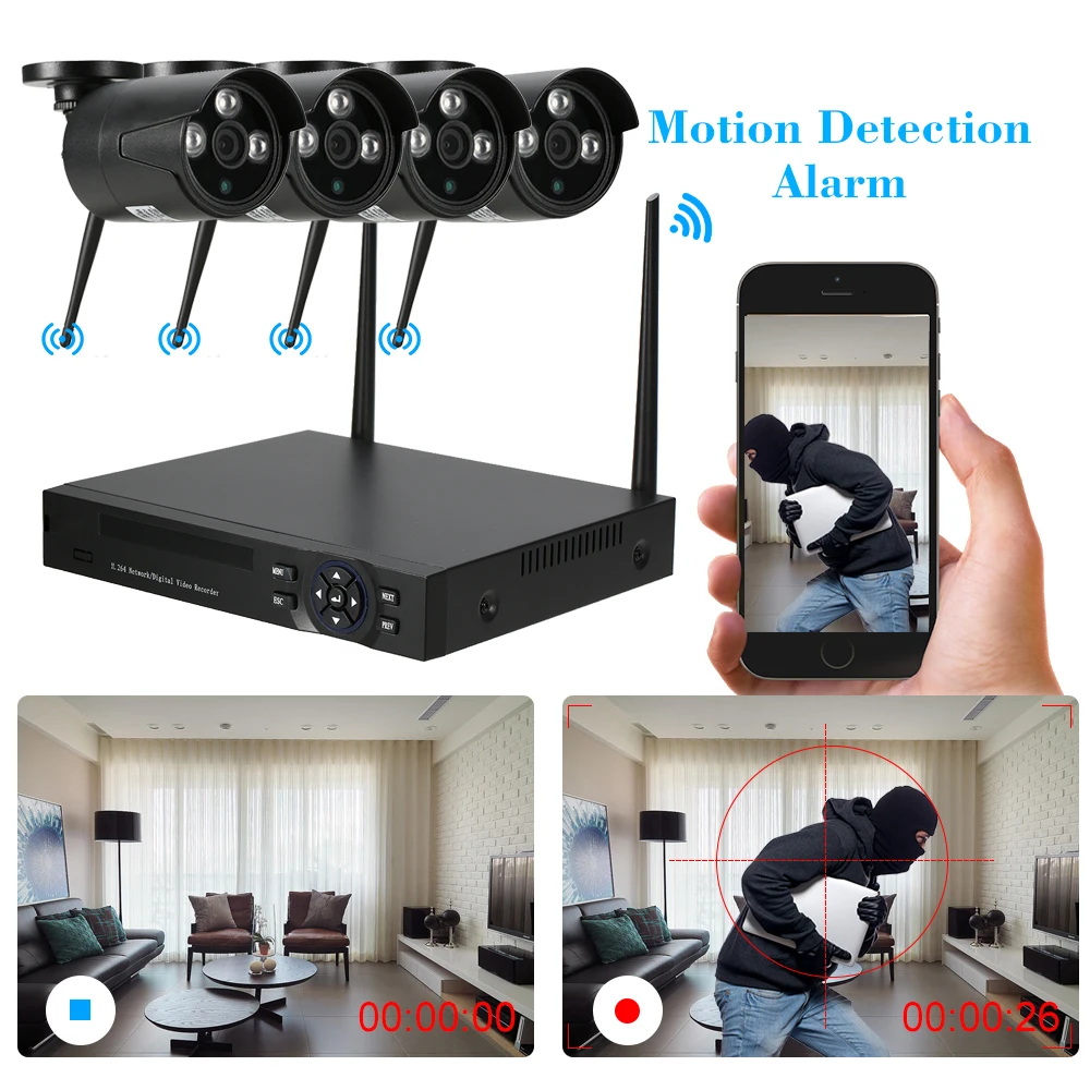 4CH 960P WiFi NVR Kit Wireless Security IP CCTV Camera baby monitor with camera and audio