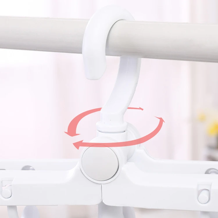 Foldable Plastic Cloth Hanger Rack with 8 Clicks