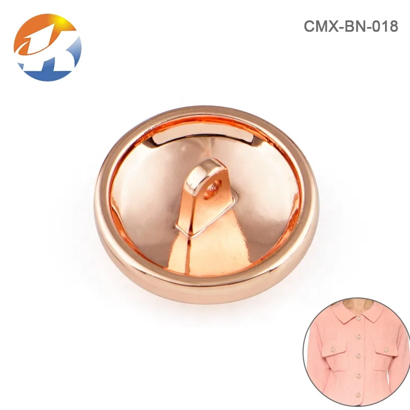 High End Sewing Metal Shank Button Alloy, Custom Rose Gold Jeans Metal Button For Garment