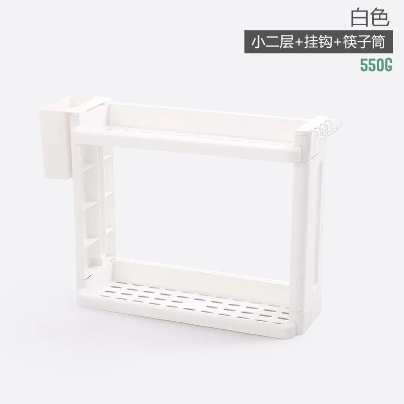 new household plastic kitchen spice dish rack storage shelf With hook  hanging basket