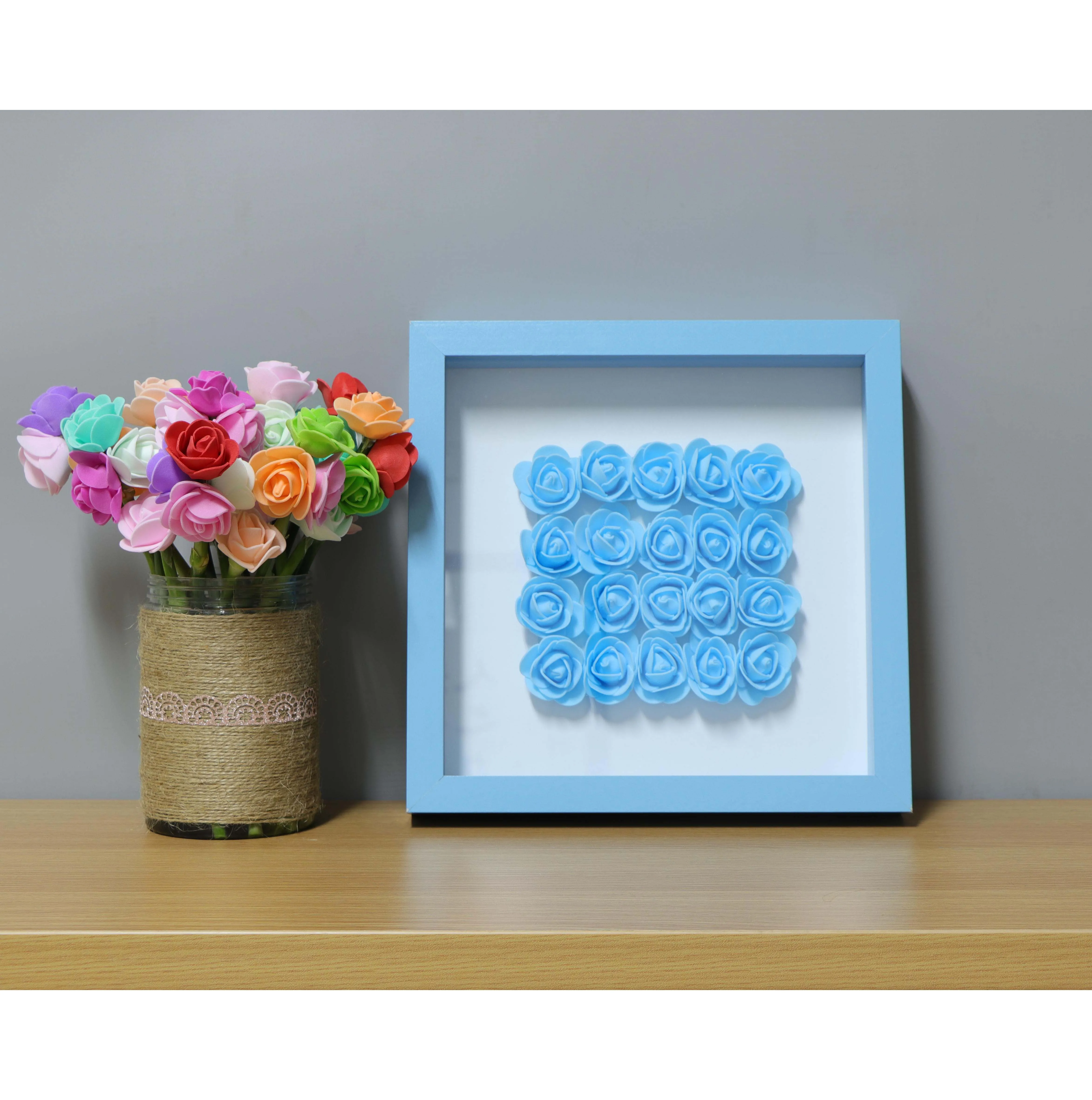 Blue/ Amaranth/White shadow box frame, Flower holer box photo frame, 2.2 Glass!!!