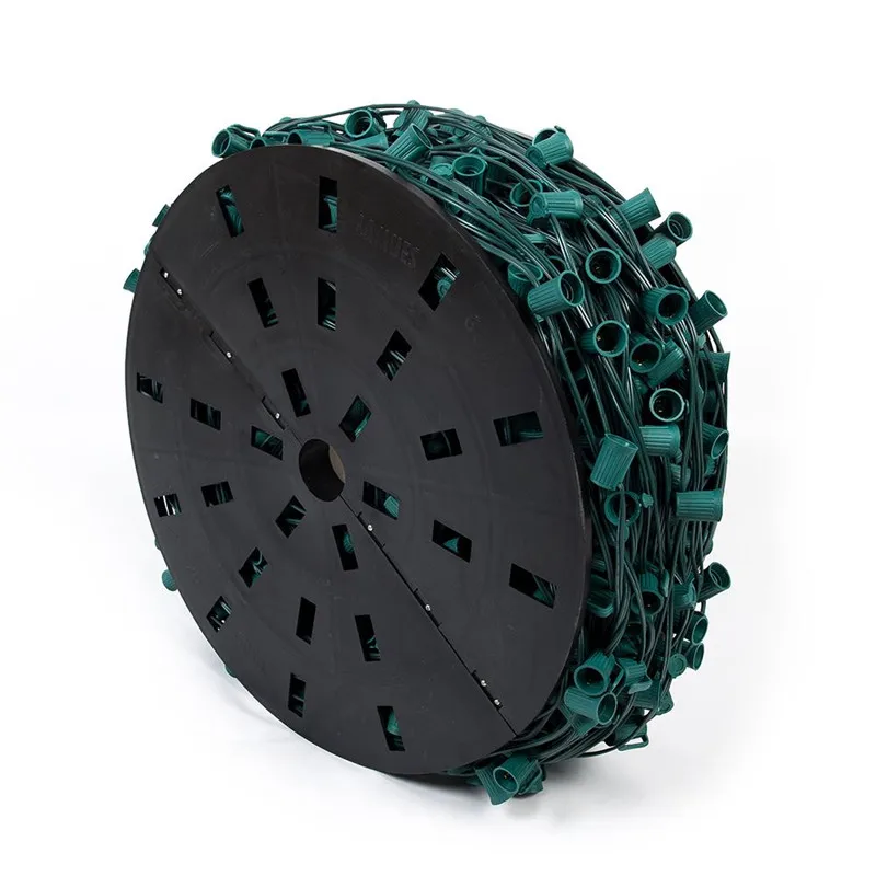 Green Wire 1000FT 1000 Sockets Spt-1 18AWG C9 Lights Spool