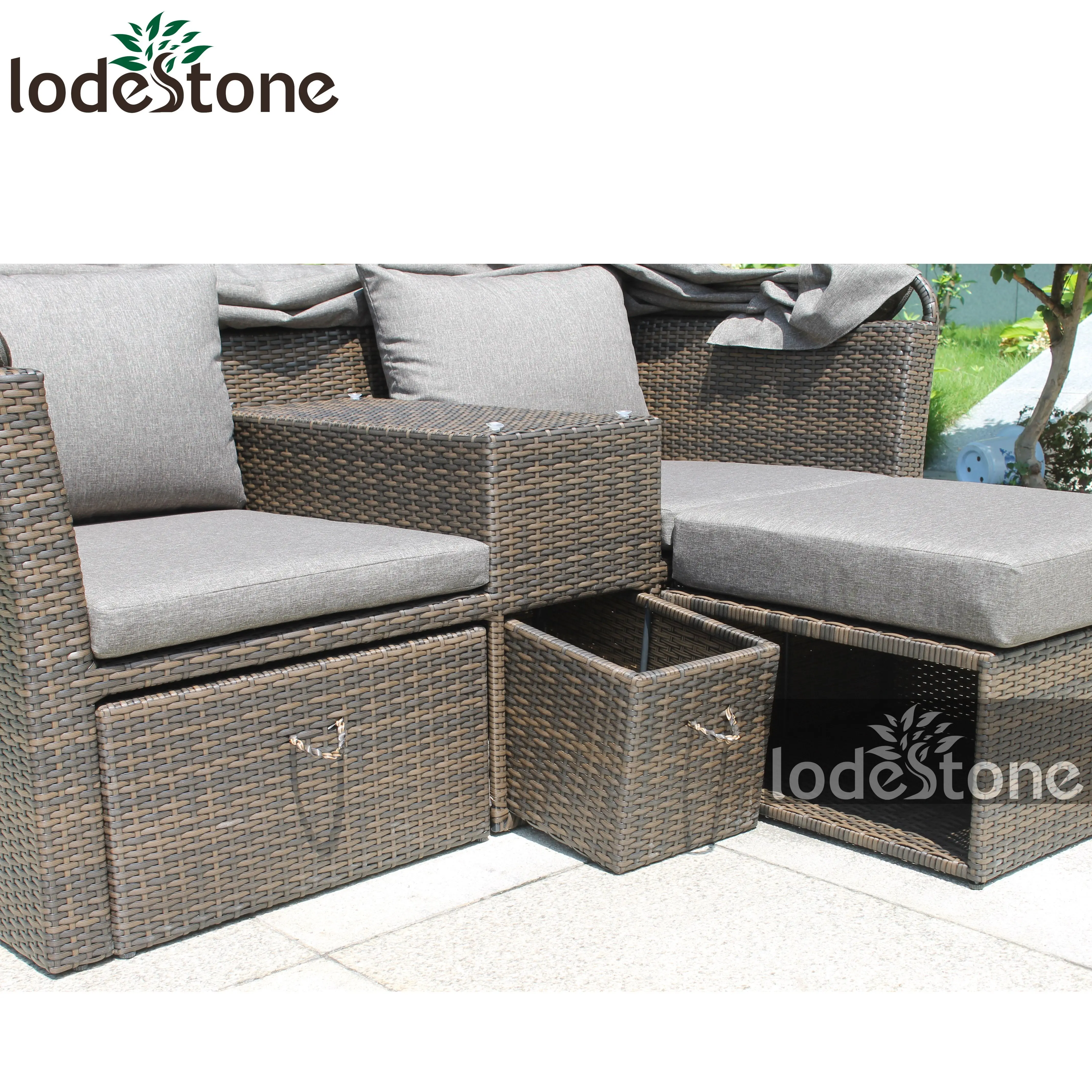 Hot selling ambia garden furniture outdoor rattan sofa with canopy