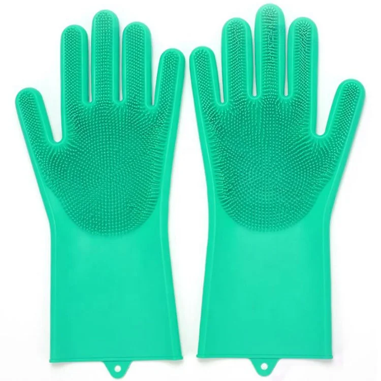 Multipurpose non stick magic silicone cleaning brush gloves with scrubber for washing kitchenware fruit vegetable pet hair