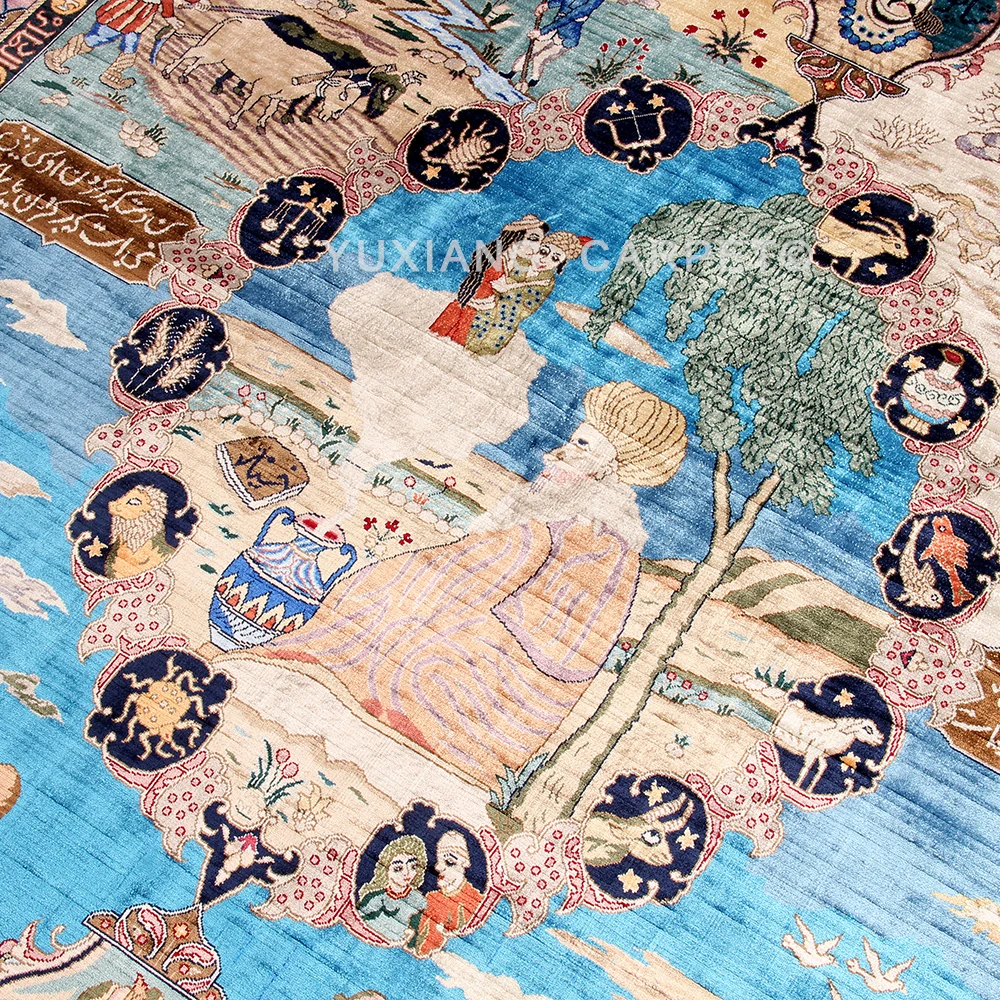 Yuxiang 6.5*10ft Constellation Design Silk Handmade Persian Rugs for Home Decor