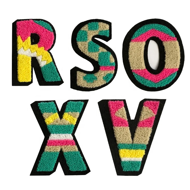 custom chenille letter R patch handmade embroidery retail
