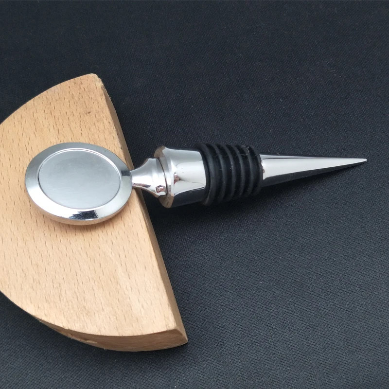 Custom Logo Round Shape 3D Blank Metal Vacuum Red Wine Bottle Stopper