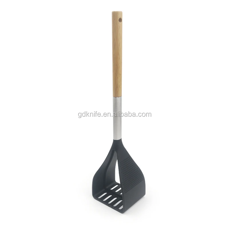 100% food grade wood handle nylon household cooking kitchenware potato masher