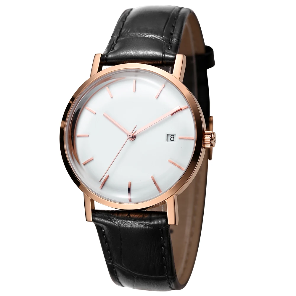 super domed sapphire glass automatic watch stainless steel case ETA automatic movement genuine leather strap