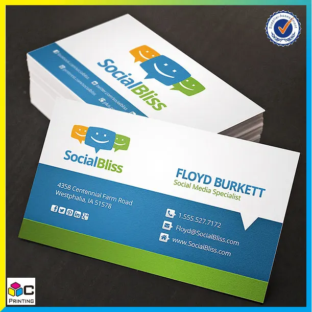 New design printing custom name embossed paper business card