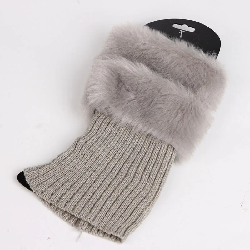 Fashion Women Winter Fur Leg Warmers Faux Fur Knitting Boot Cuffs