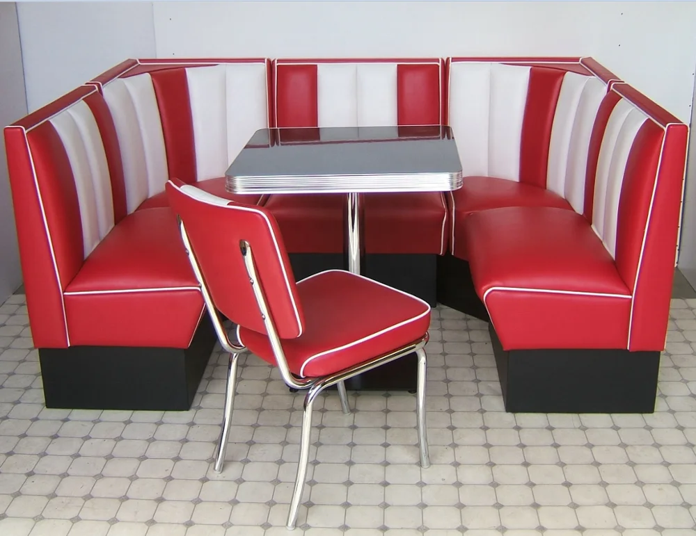 Retro American diner U shape Booth seating modern restaurant furniture fast food furniture