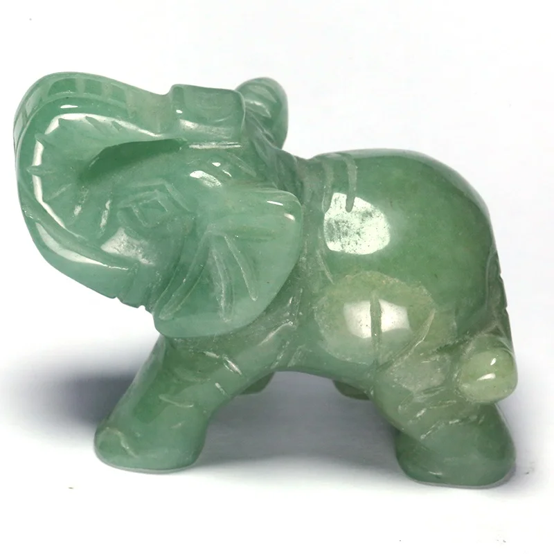 Wholesale quality green Aventurine  jade elephant sculpture home decoration