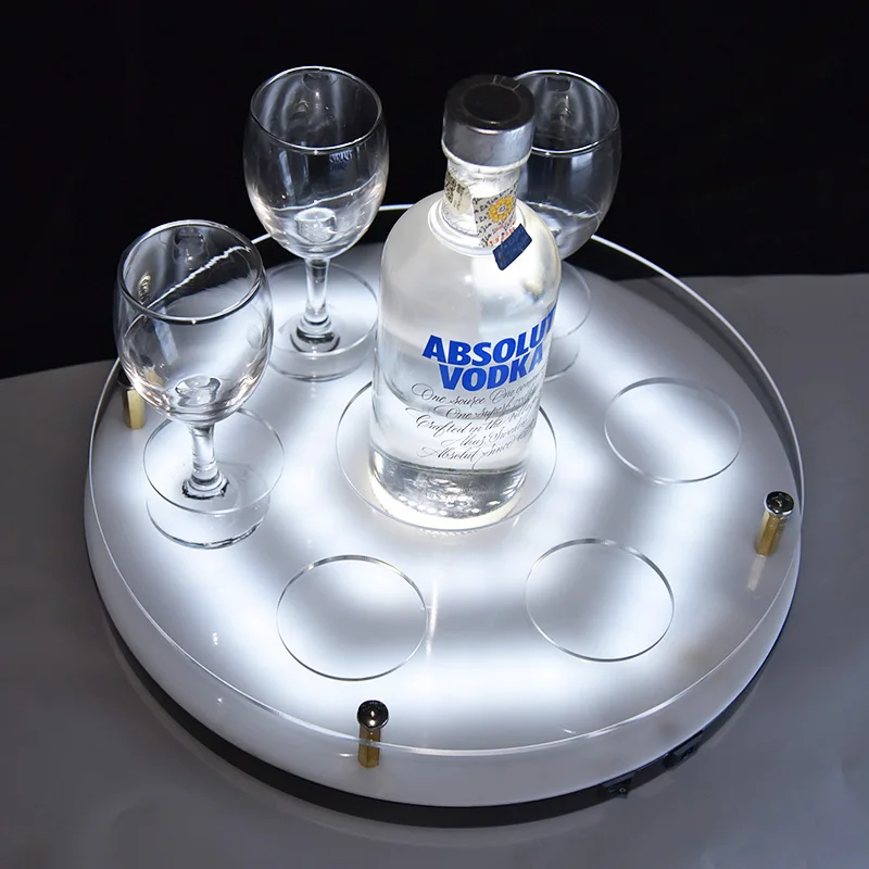 Barware manufacturer ravishing decorative custom printed Led light  plastic serving tray with best quality