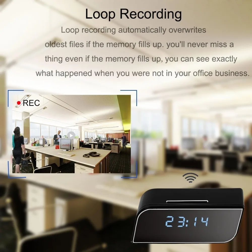 Digital Alarm Clock CCTV 1080p mini Spy camera wifi Clock Mini IP Camera Wifi desk clock hidden camera