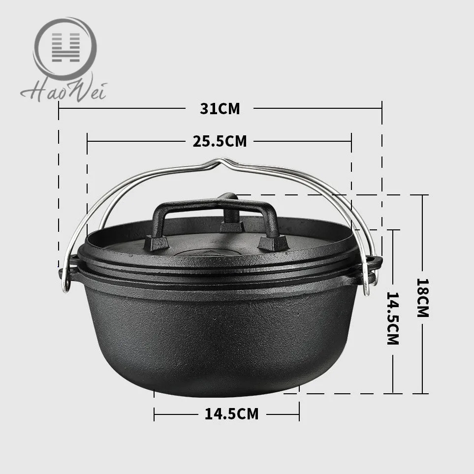 
High quality stock pot & frying pot outdoors camping hanging cast iron dutch oven set 