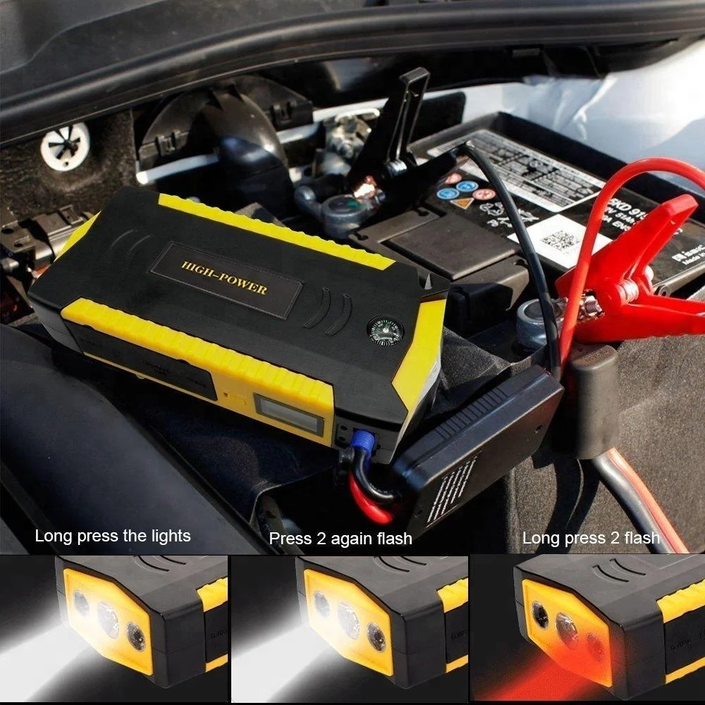 Portable 12v 18000mAh super capacitor car battery charger power bank and car jump starter with LCD