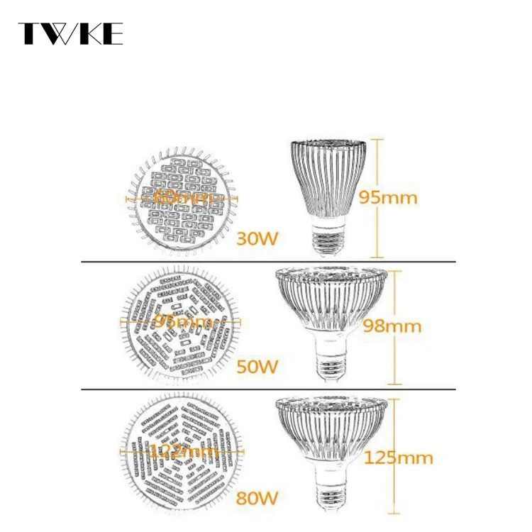 
E27 Par Light 50W Led Plant Grow Light Full Spectrum 