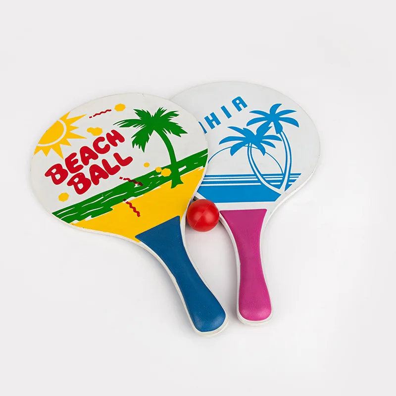 
OEM Wooden Beach Bat And Ball Set Toys Equipment Wood Beach Tennis Racket with Ball 