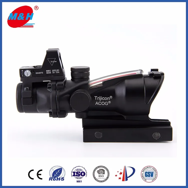 Фабрики китая продавец высокой четкости начиная 4X32 micro red dot настоящее волокна источник ACOG для прицел