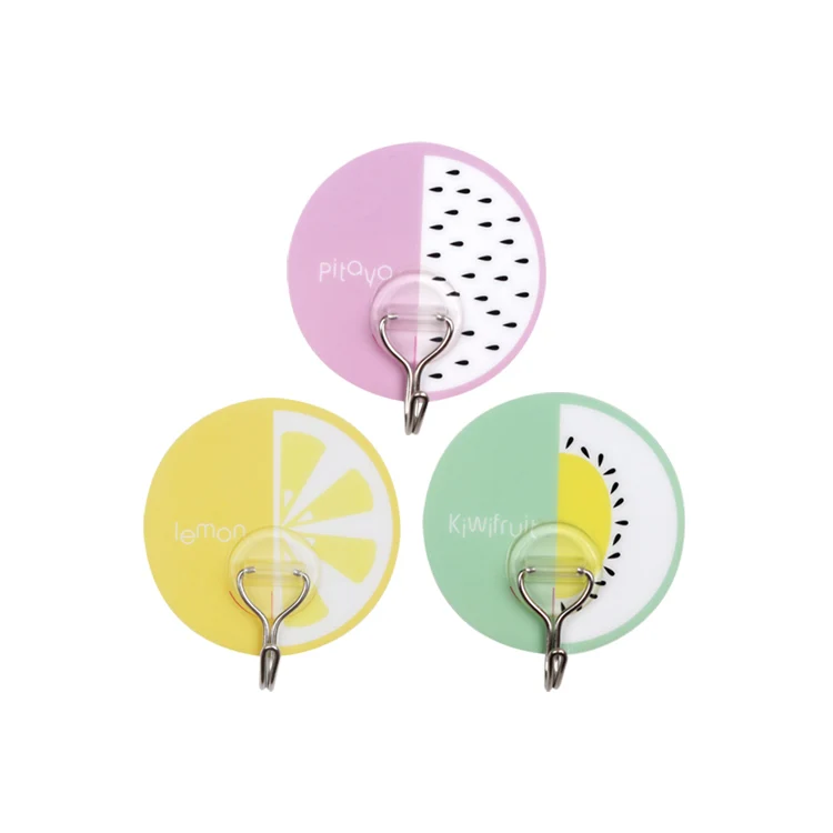 HY-0542  Cartoon of fruit plastic hook for bathroom suction cup hanger Reusable Strongest Wall Mount Hook