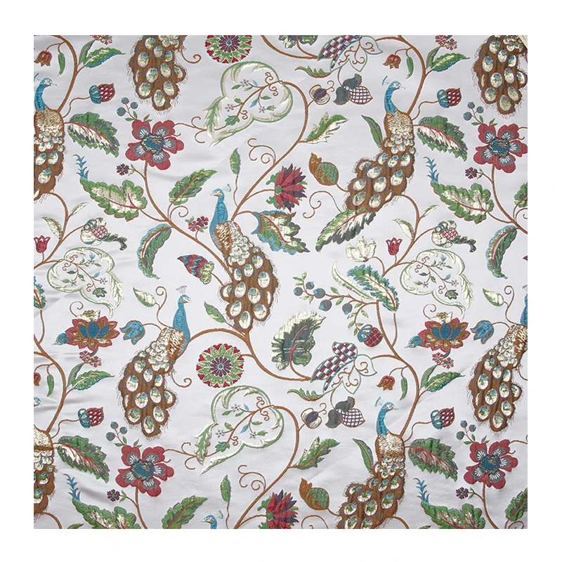 JDJ5036M оптовая продажа женское вечернее платье белое полиэфирное атласное жаккардовое кимоно с павлиньими животными ткань в японском