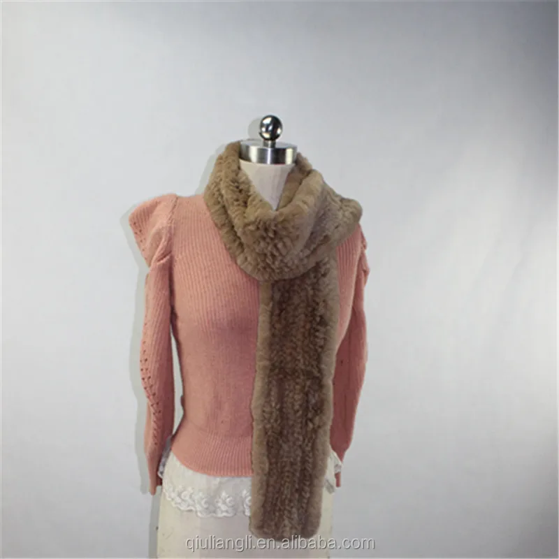 Оптовые продажи, Дамская длинная стильная шарф из настоящей шерсти кролика, декоративного кролика глушитель из натуральной меховой шарф