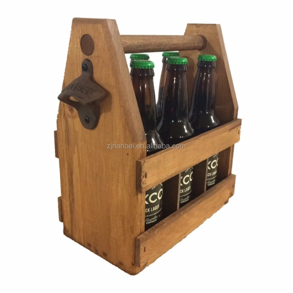 6 шт./упаковка, деревянные бутылки-переноски для пива
