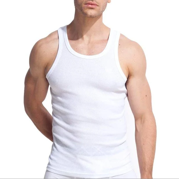 
single jersey fabric 100 organic cotton tank top sleep wear sleeveless male undershirt tight mens grey vest 