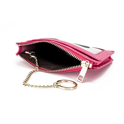 Coin Purse Coin Pouch For Pocket Purse Zip Credit Card Holder with ID Window Keychain RFID Blocking