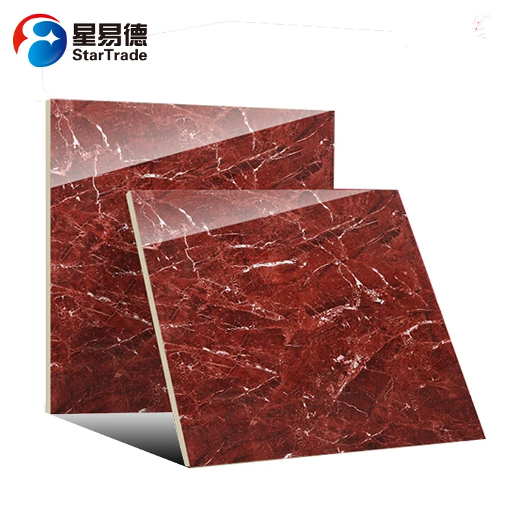 Waterproof bathroom living room polished beauty glazed vitrified red floor tiles