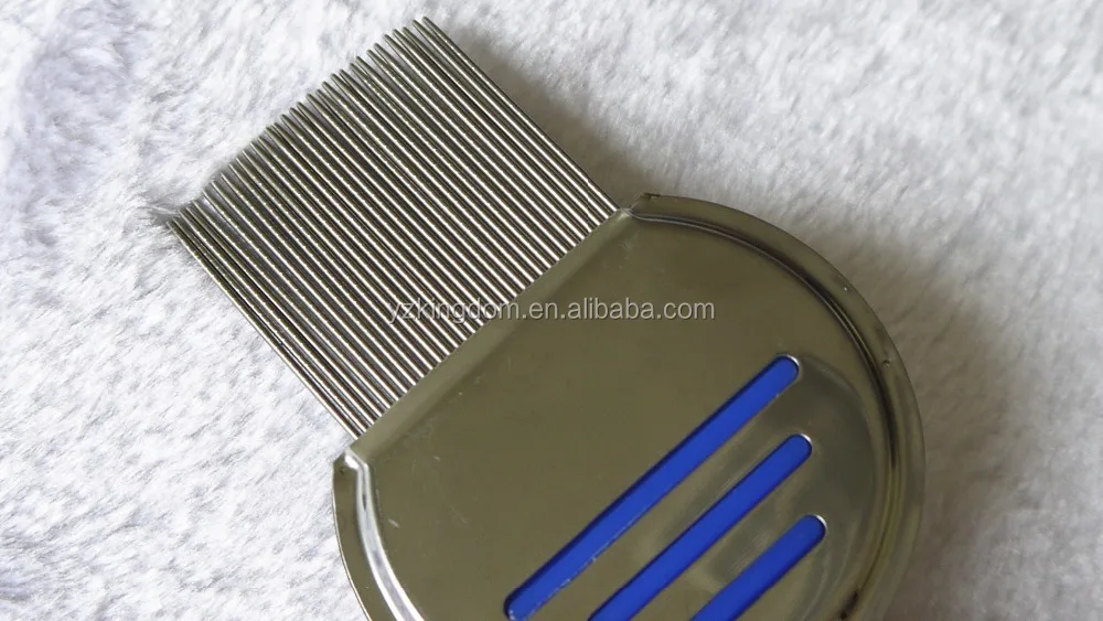 Stainless Steel Grooved Pins Lice Nit Louse Flea Tick Removing Comb With Three Anti Slip Insert
