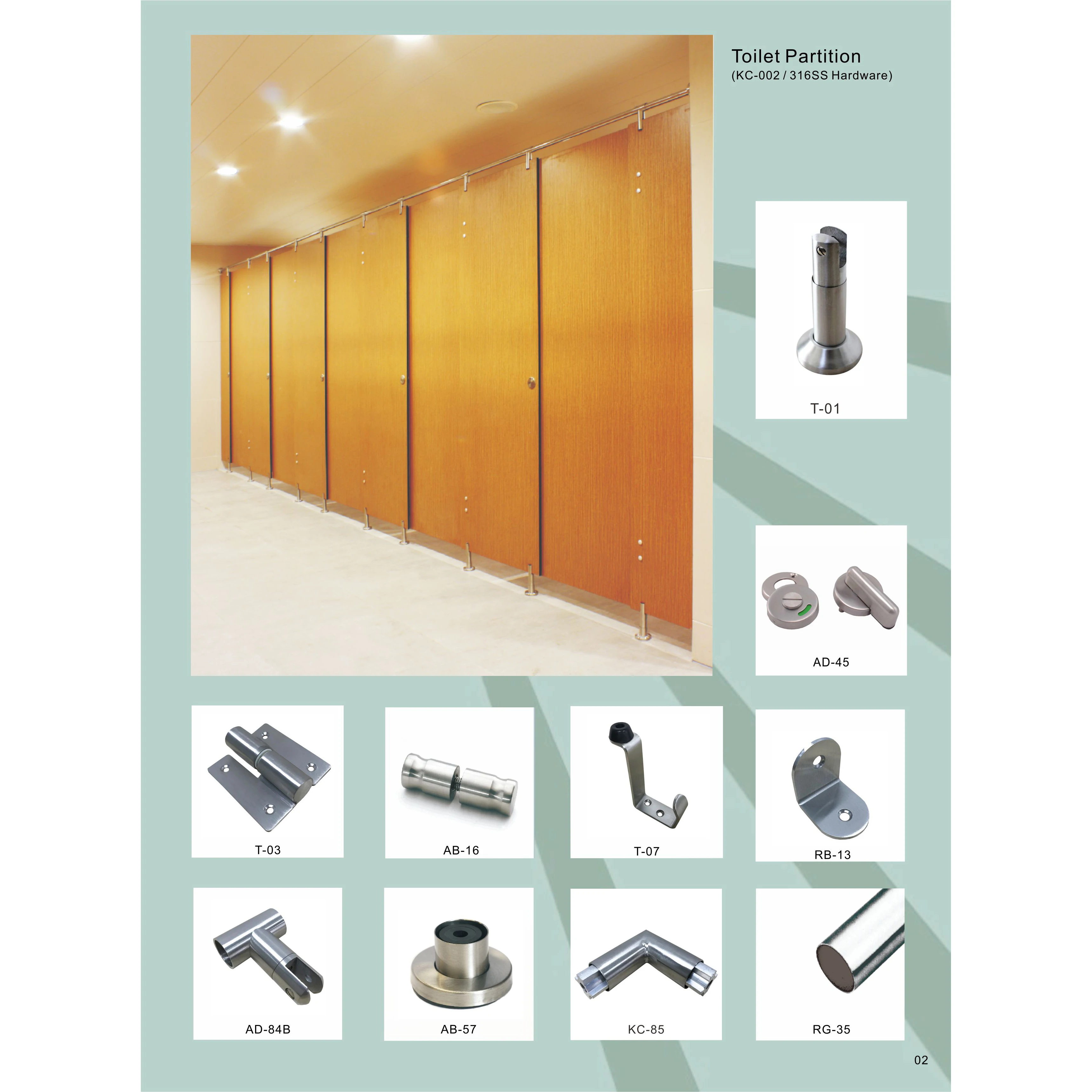 Accessories Type compact laminate cubicle toilet partition hardware