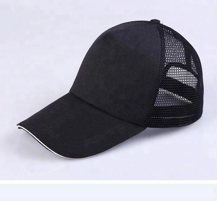 High Quality Custom Solid Black Trucker Dad Hat Sporty Outdoor Baseball Cap Embroidered Logo for Image-Conscious Individuals