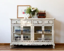 Retro cabinet taylor wood furniture Bespoke customizable furniture Vintage Distress Paint Glossy Storage Sideboard