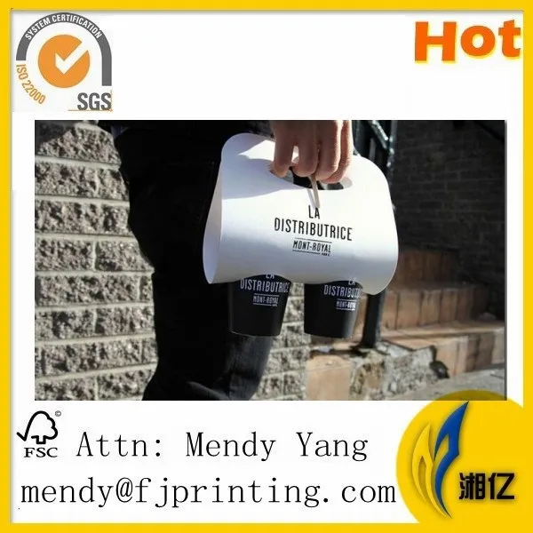Custom Portable drink cup carrier take away coffee paper cup holder