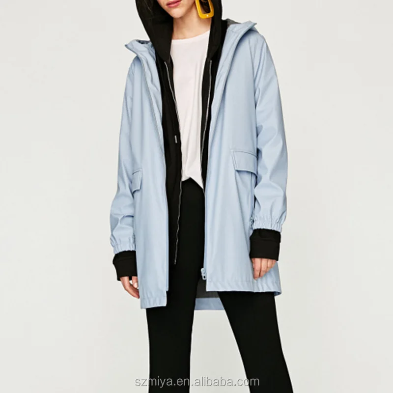 
European style waterproof raincoat windbreaker tooded womens parka jacket 