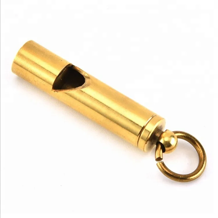 Custom Laser logo Emergency escape referee whistle with Key ring handcraft Pure Brass whistles metal Whistles