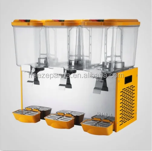 plastic barrel electric commercial 3 tanks fruit juice juicer dispenser machine prices with cooler