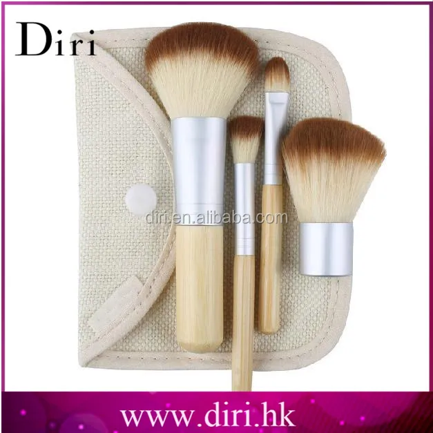 Diri 5pcs Small Travel Makeup Brush Kit Synthetic Natual Wood Bamboo Eco Friendly Make Up Brush