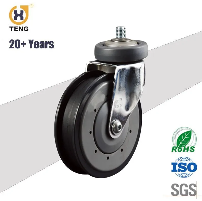 122mm Supermarket Shopping Cart Elevator Ball Bearing PU Caster wheel