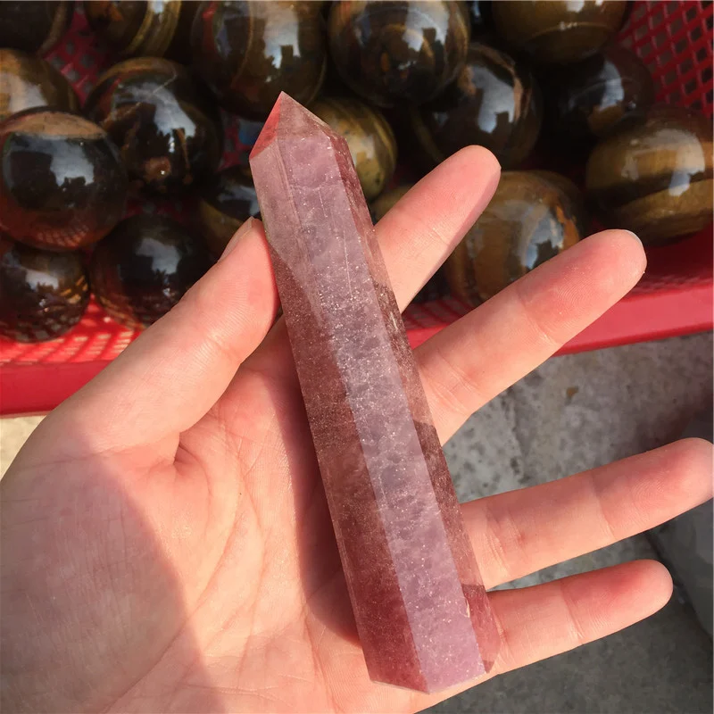 Wholesale Reiki Healing Natural Strawberry Quartz Wand Crystal Point