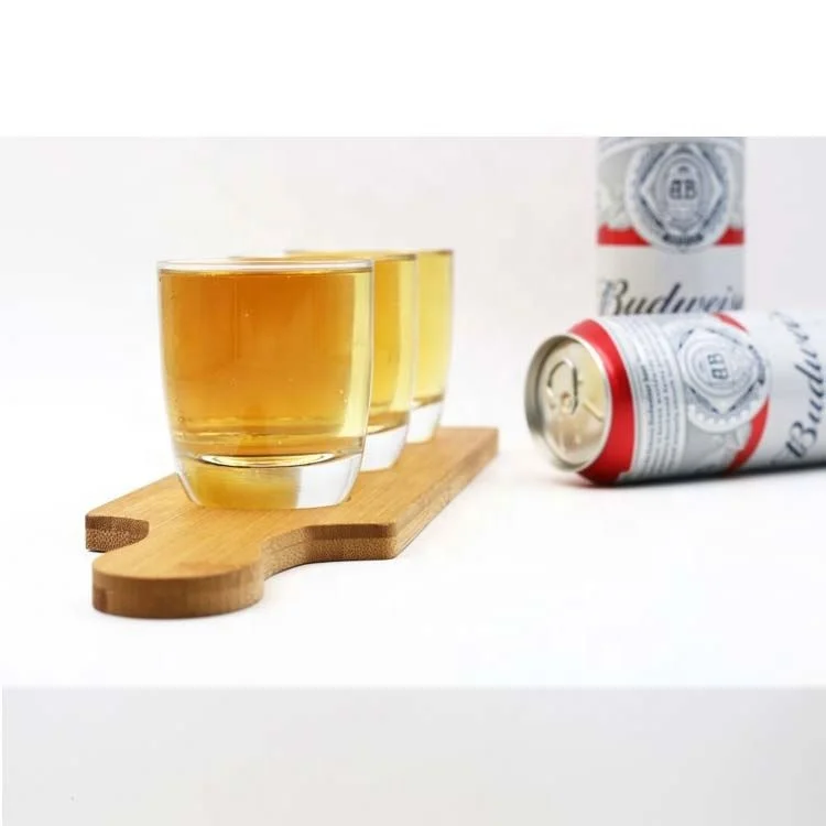 Anti-slip Long board Serving Tray wood wine glass holder and 3 holes Wine Tray Wooden beer Tray