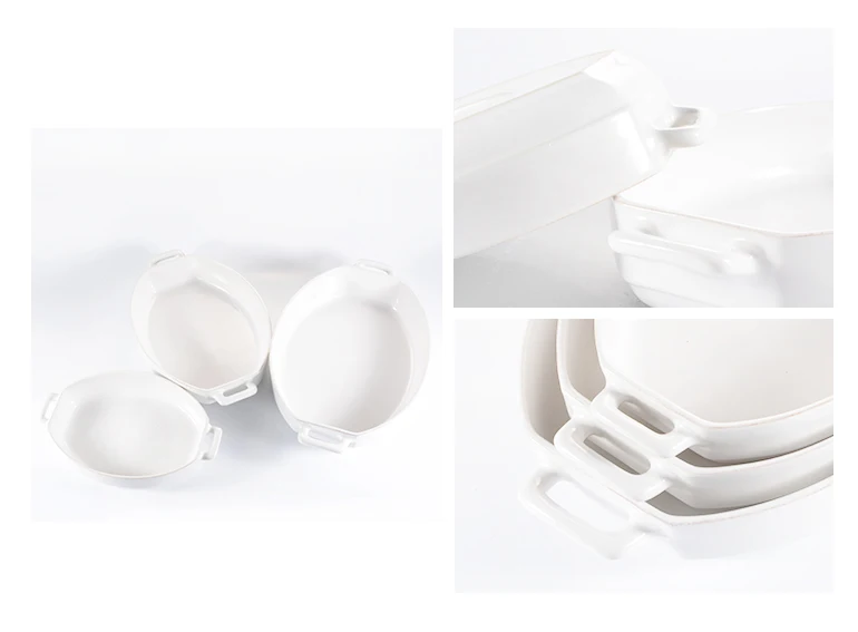 Wholesale Cookware Sets Ceramic Baking Dishes and Pans Sublimation Oven Pan Cakes Rectangular Au Gratin Dishes