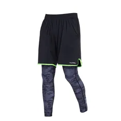Wholesale Fake Two-piece Yoga Sports Gym Men Pants Running Tights For Men Compression Mens Fitness Leggings Running Tights
