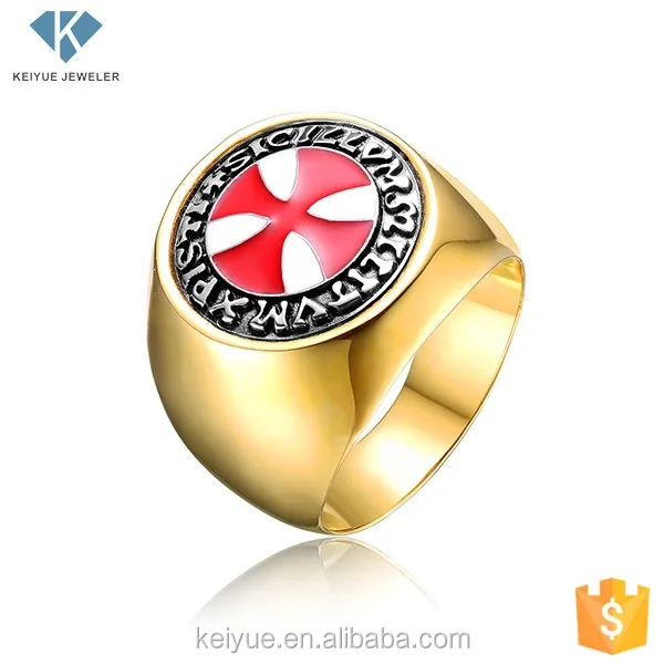 Custom Wholesale Mens Signet Dart Board Gold Ring enamel Man Ring